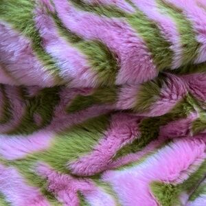 Pink/ Green Faux Fur coat